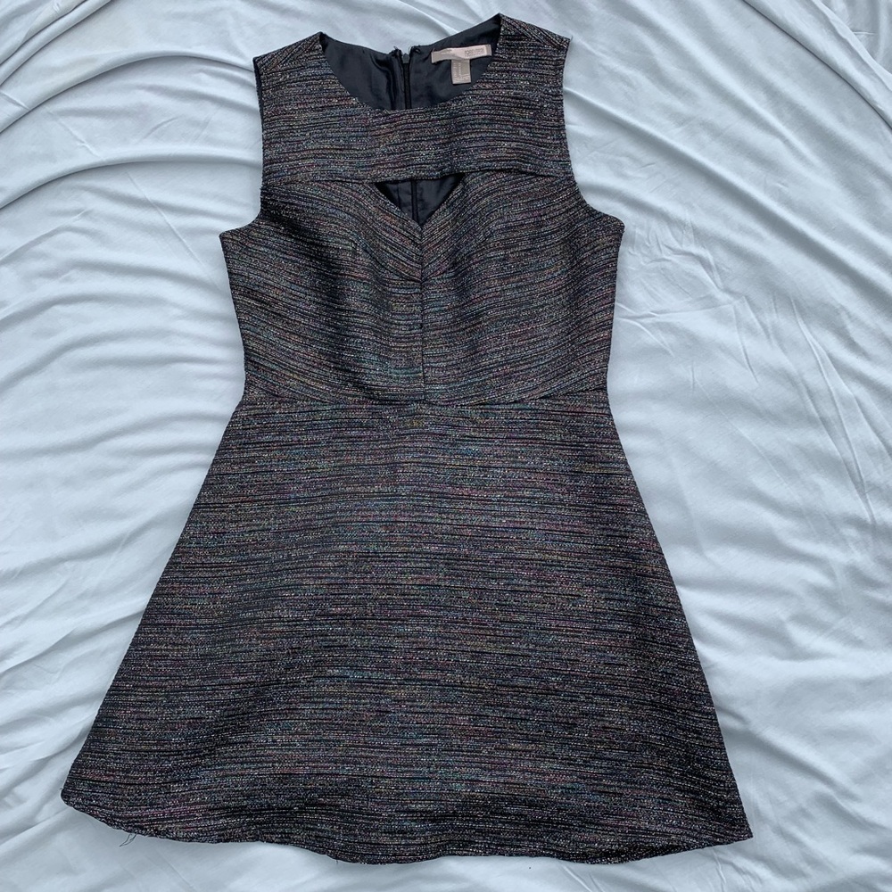 Black w metallic primary color thread a line dress